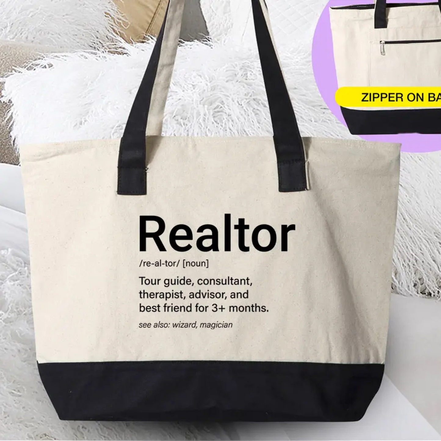 Realtor Definition - Funny Realtor Canvas Tote - Jocelyn & Co. Business Gifting Services
