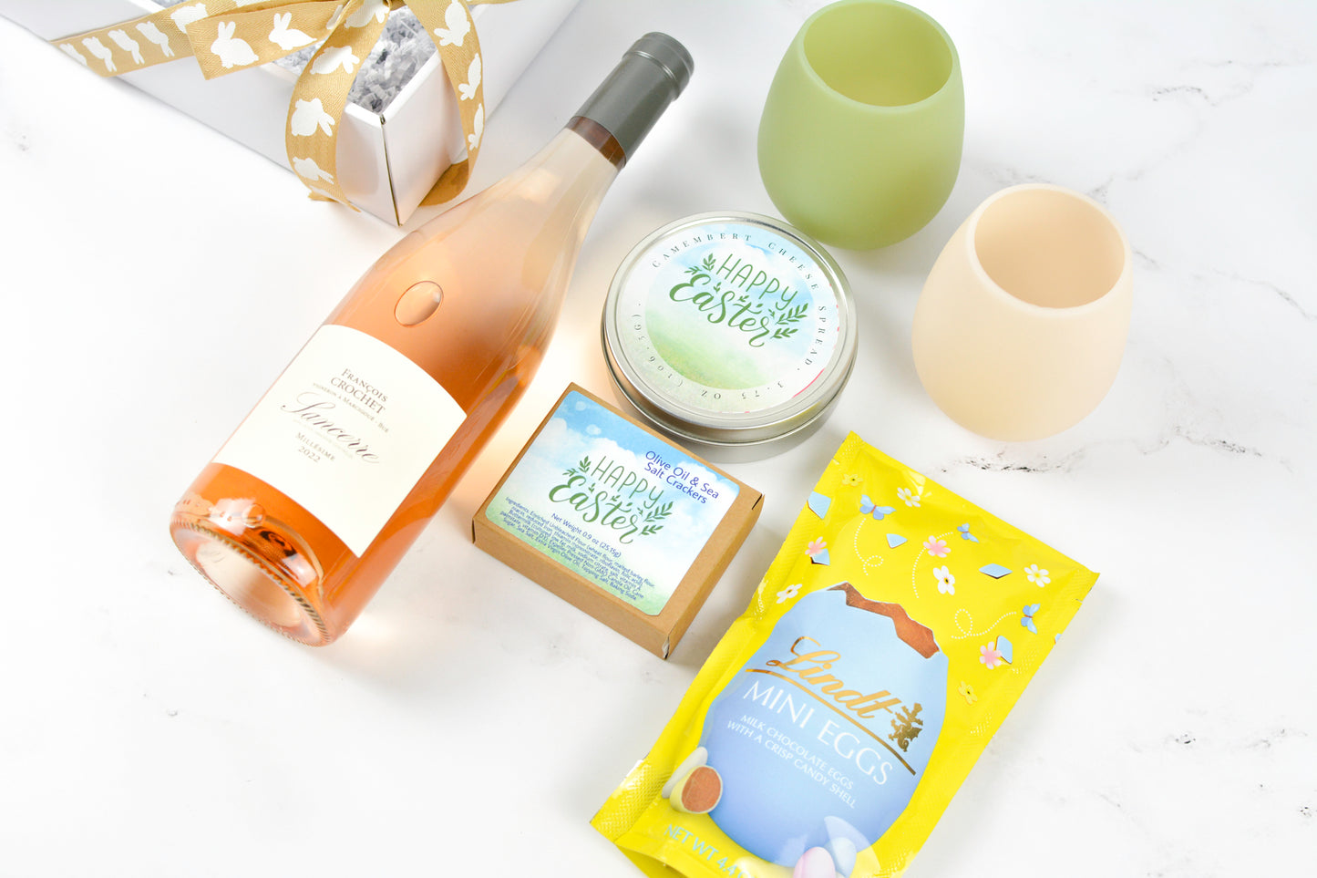 Elegant Easter Wine & Treats Gift Box - Jocelyn & Co. Business Gifting Services