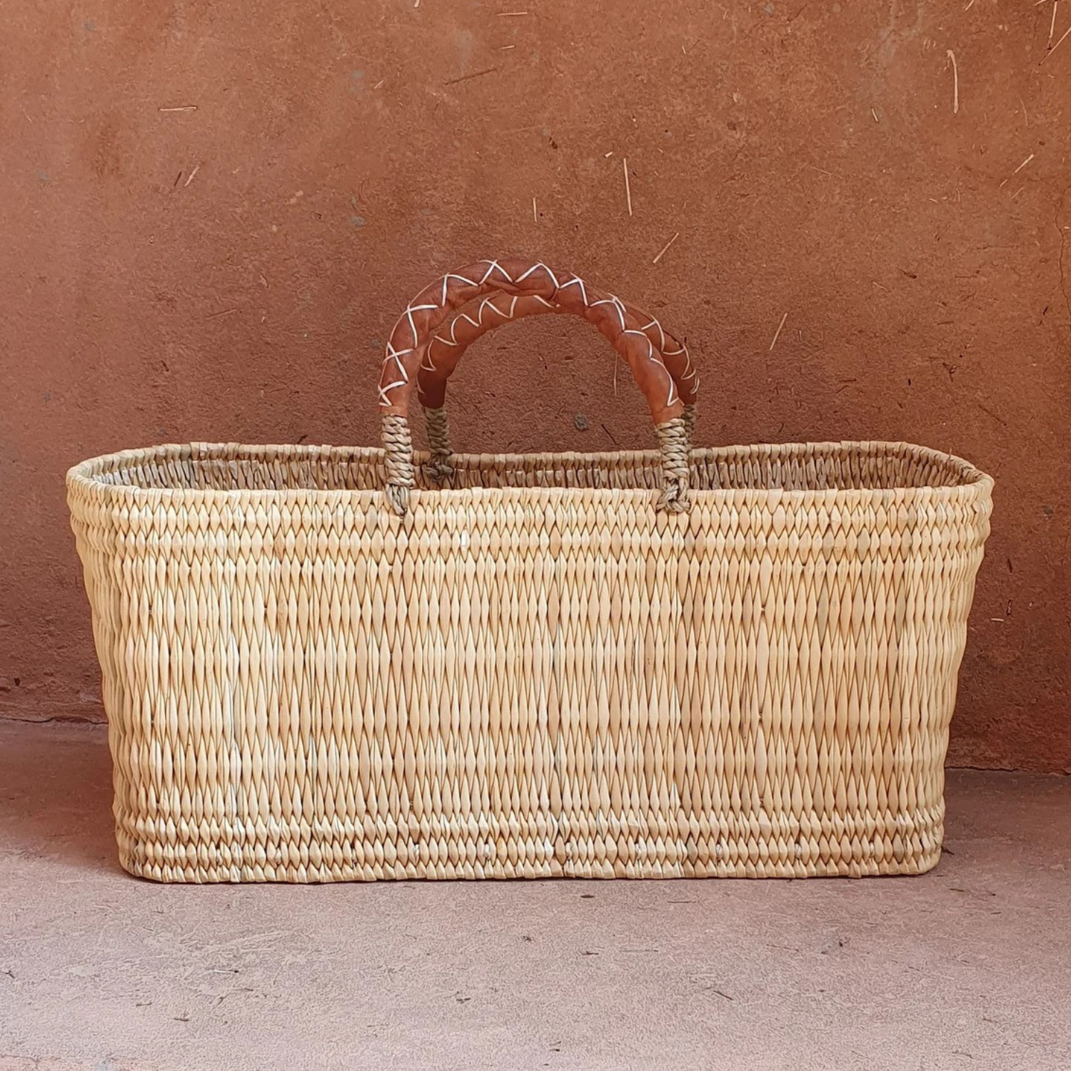 Reed Basket with Leather Handles - Jocelyn & Co. Business Gifting Services