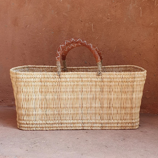 Reed Basket with Leather Handles - Jocelyn & Co. Business Gifting Services