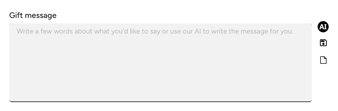 Now, you can write (and save) a message for every gift you send - with AI assistance