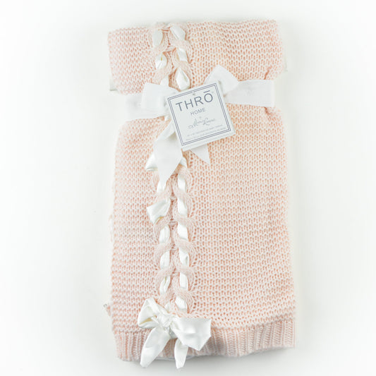 Blush Pink Baby Knitted Blanket