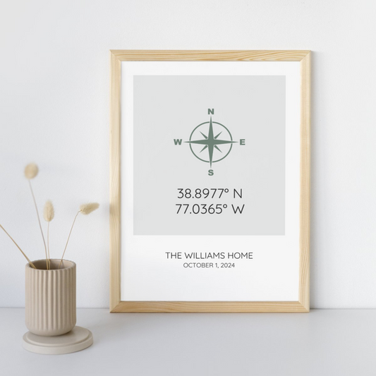 Home Coordinates Framed Gift